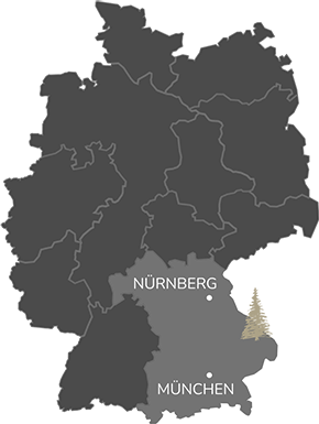 Deutschlandkarte mit Markierung des St. Gunther Hotels in Rinchnach