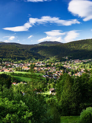 Der atemberaubende Blick über den idyllischen Ort Bodenmais.